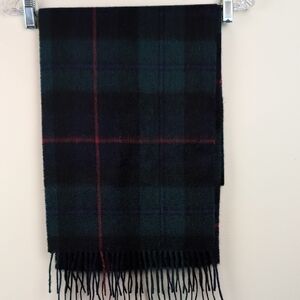 Shepherds Land Classic Blue & Green Tartan Lambswool Fringed Scarf Cozy Unisex